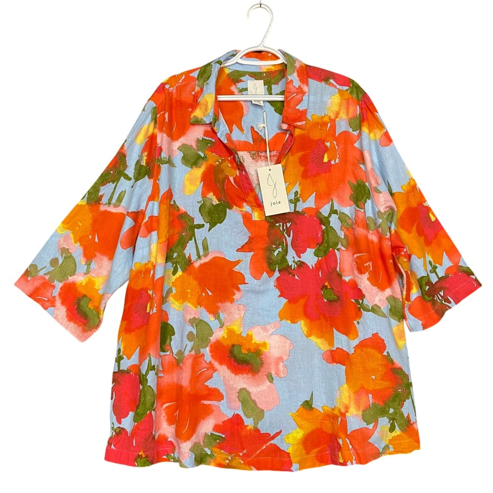 Joie Floral Print Button Down Shirt Women's 2X Plus Size Blouse Top NWT Tropical